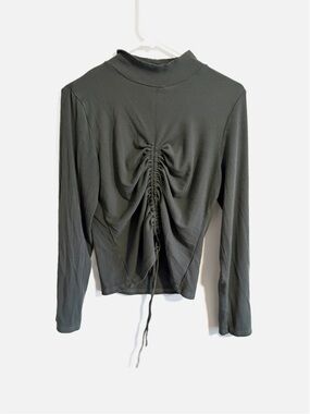 Heatherly Dark Green Ruched Long Sleeve